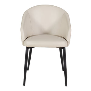 Chaise de salle à manger rembourrée en cuir avec accoudoirs - Emma