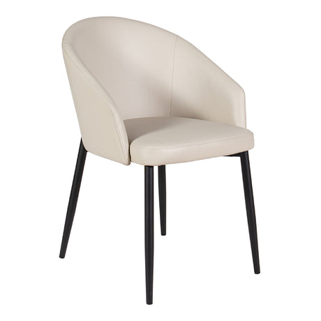 Chaise de salle à manger rembourrée en cuir avec accoudoirs - Emma