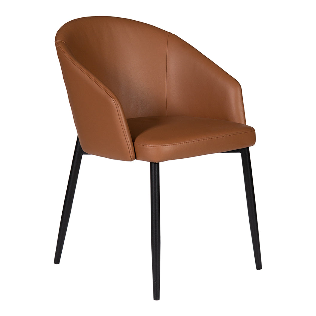 Chaise de salle à manger rembourrée en cuir avec accoudoirs - Emma