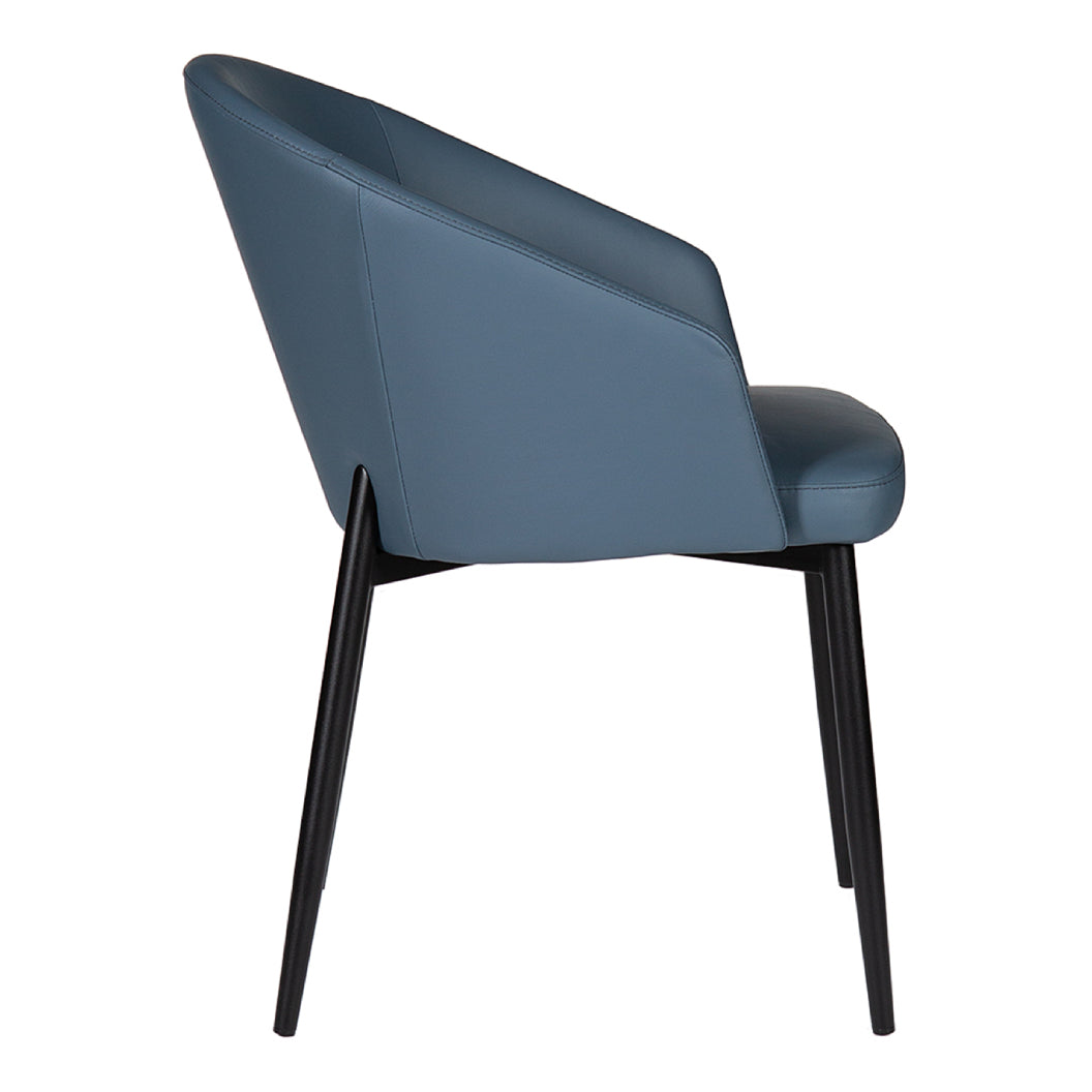 Chaise de salle à manger rembourrée en cuir avec accoudoirs - Emma