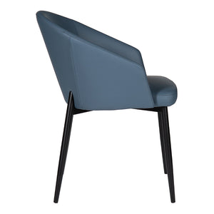 Chaise de salle à manger rembourrée en cuir avec accoudoirs - Emma