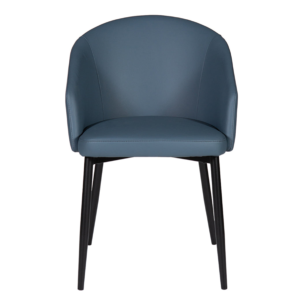 Chaise de salle à manger rembourrée en cuir avec accoudoirs - Emma