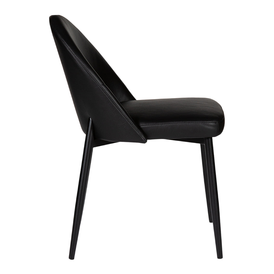 Chaise de salle à manger rembourrée en cuir noir - Emma