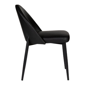 Chaise de salle à manger rembourrée en cuir noir - Emma