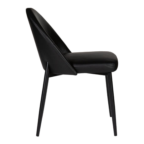 Chaise de salle à manger rembourrée en cuir noir - Emma