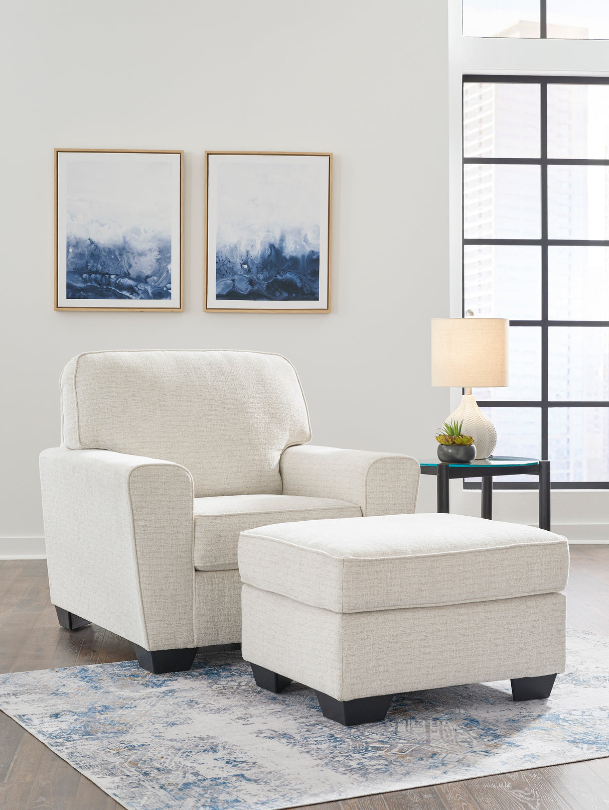 Ottoman Cashton en tissu beige pâle