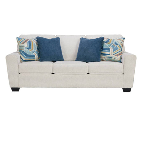 Sofa beige pâle en tissu avec coussins - Cashton