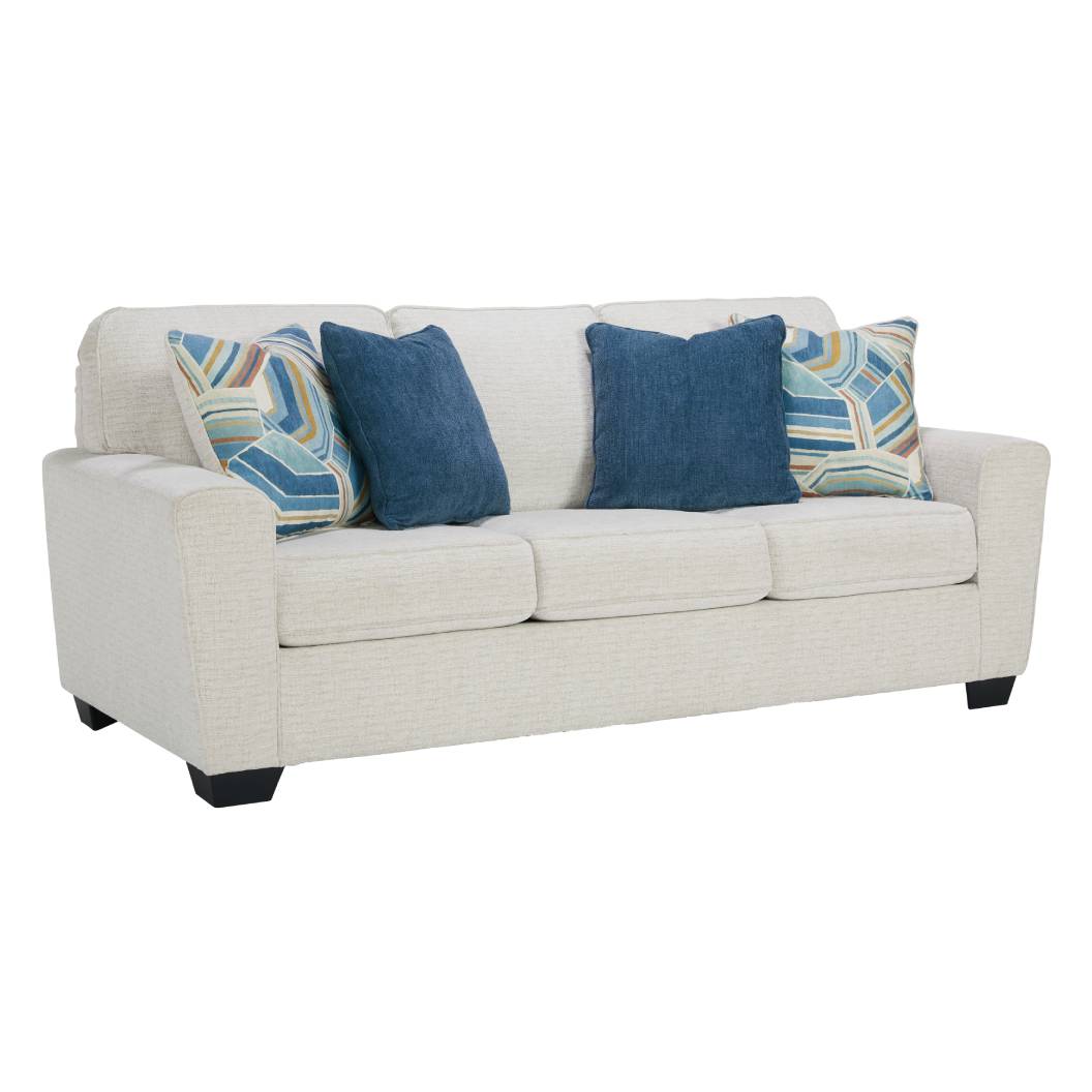 Sofa en tissu blanc neige avec coussins - Cashton