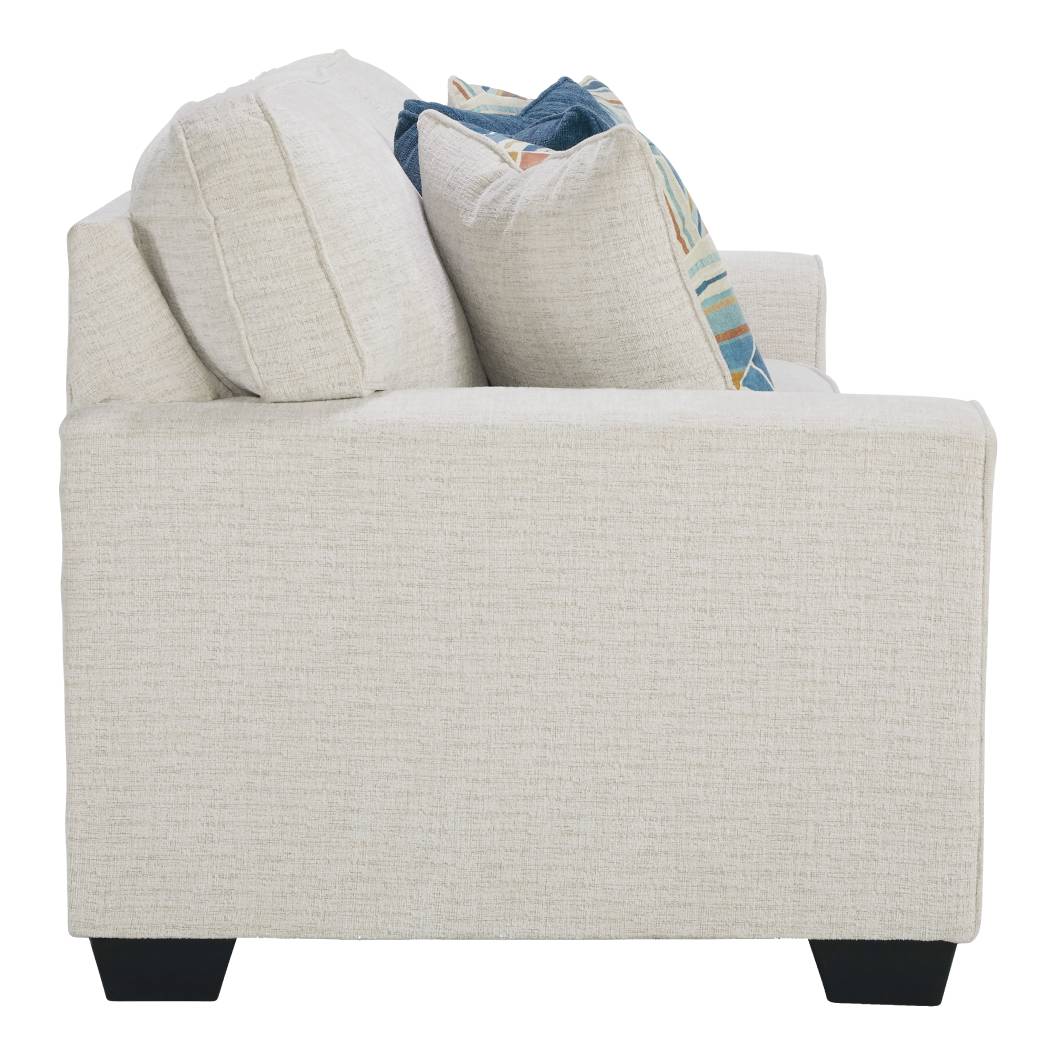 Sofa en tissu blanc neige avec coussins - Cashton