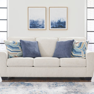 Sofa en tissu blanc neige avec coussins - Cashton