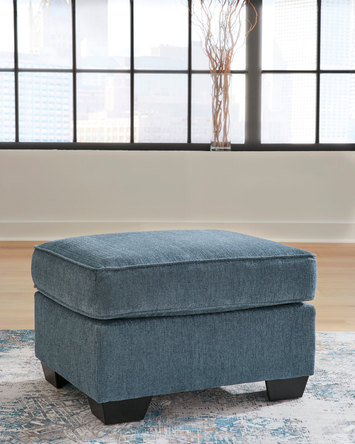 Ottoman Cashton en tissu bleu