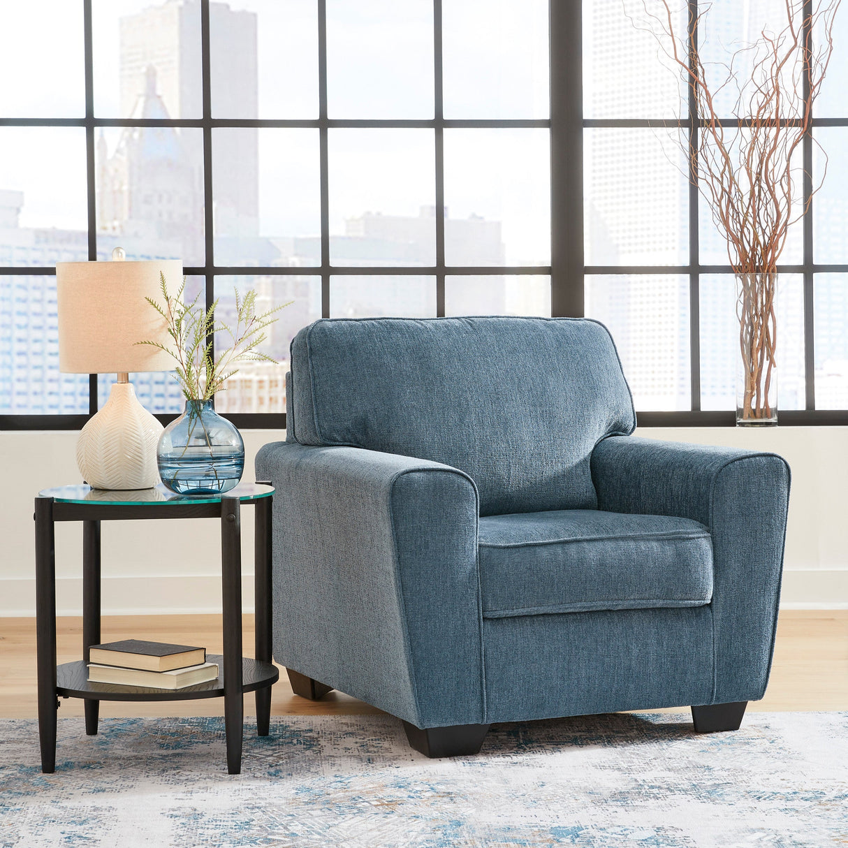 Fauteuil en tissu bleu - Cashton