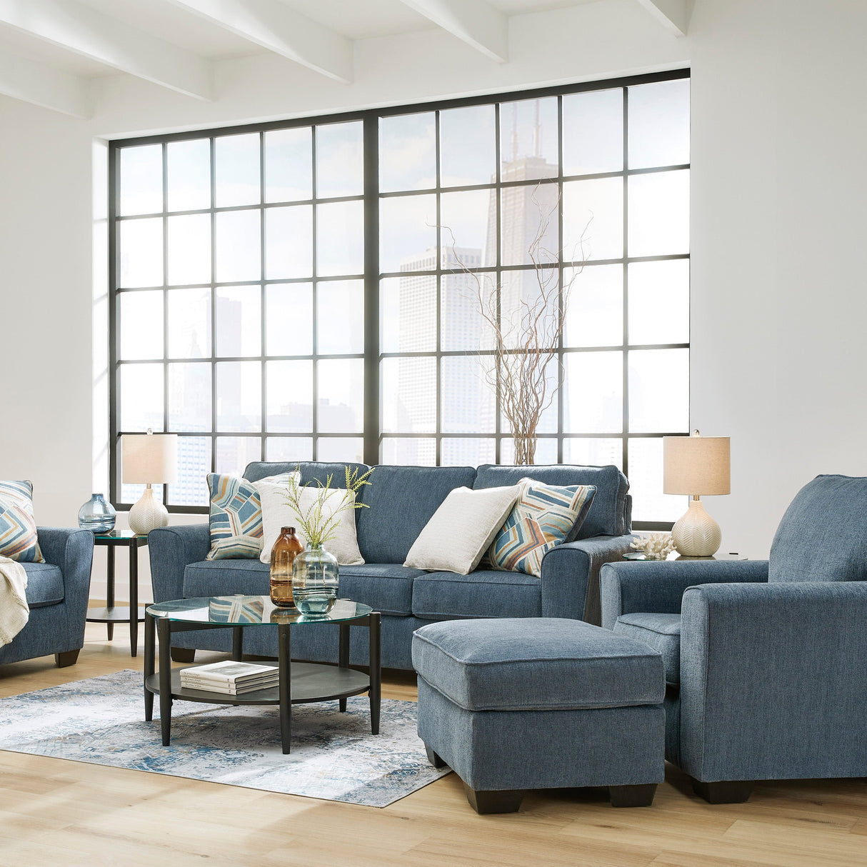 Fauteuil en tissu bleu - Cashton
