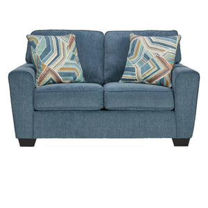 Causeuse en tissu bleue avec coussins - Cashton