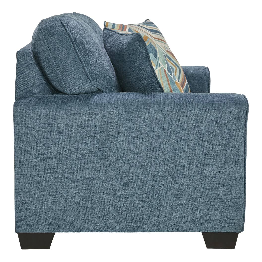 Causeuse en tissu bleue avec coussins - Cashton