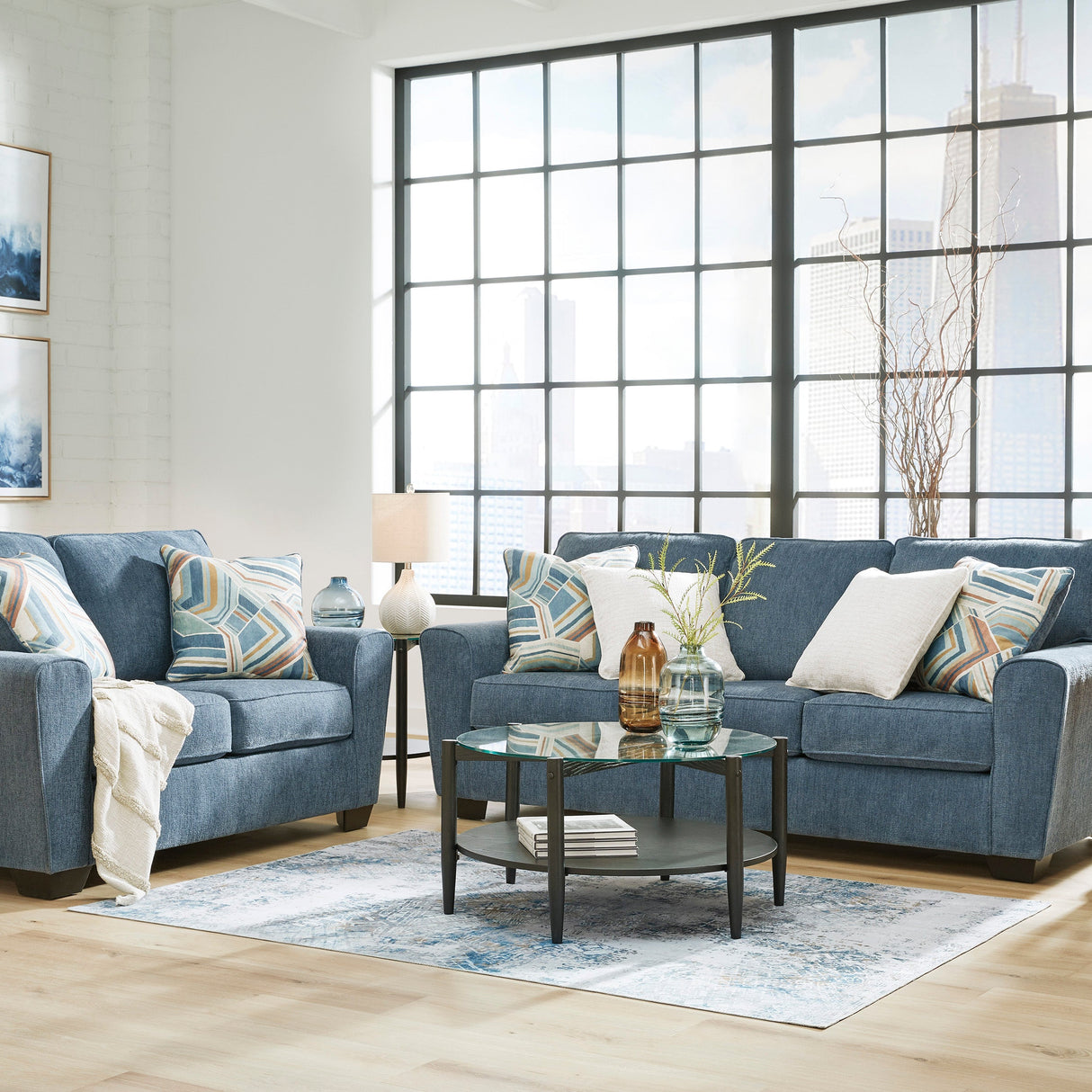 Sofa en tissu texturé avec coussins - Cashton