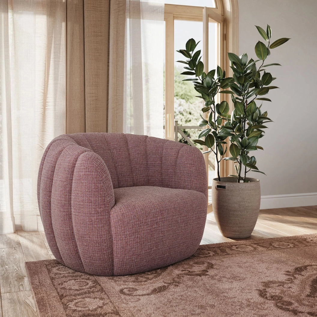 Fauteuil pivotant et inclinable en tissu orangé - Jules