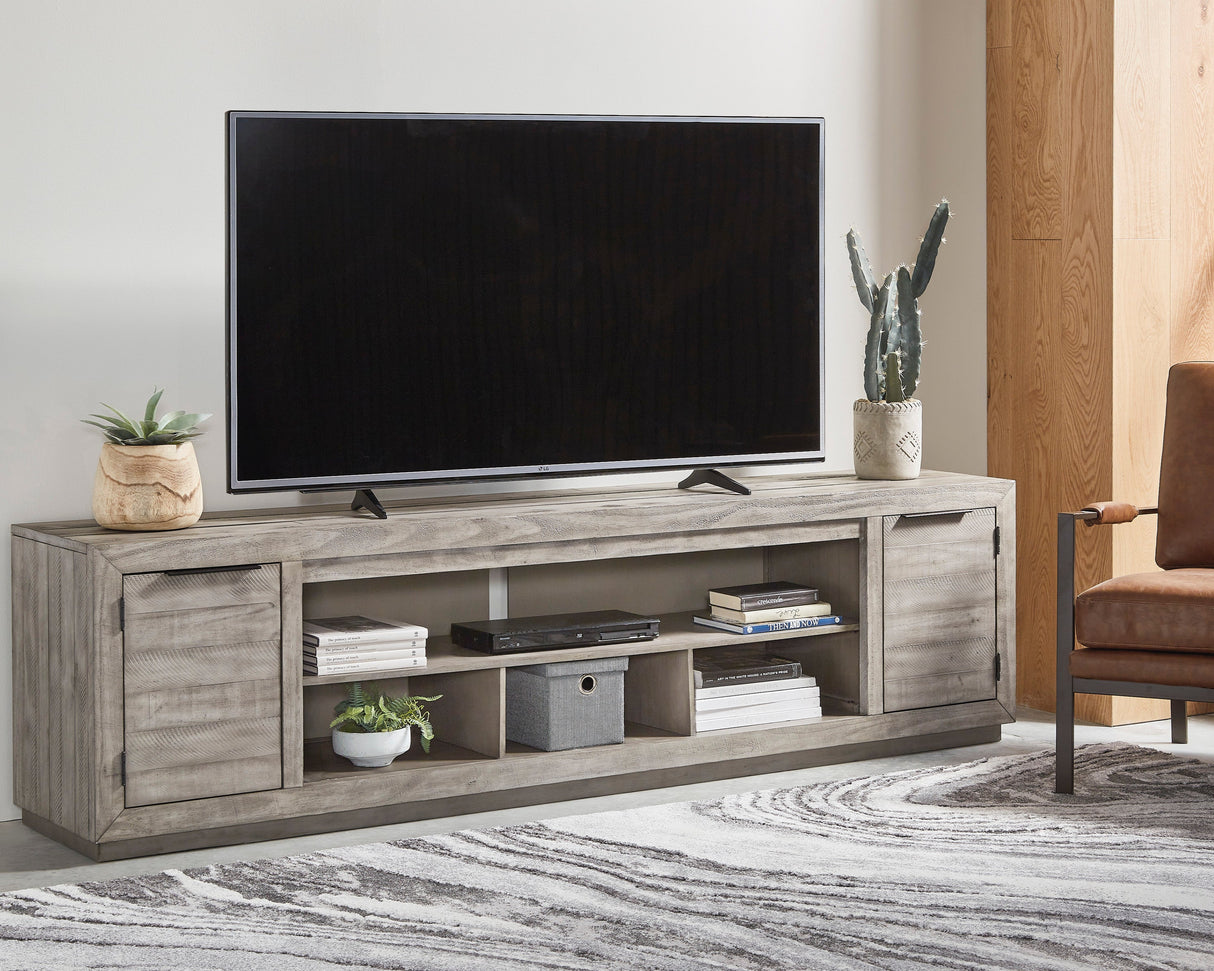 Meuble de télévision en bois gris pâle à 2 portes - Naydell