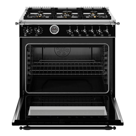 Cuisinière biénergie 36 po, 5,7 pi³ Inox noir - Série Héritage avec Air Fry et 6 brûleurs