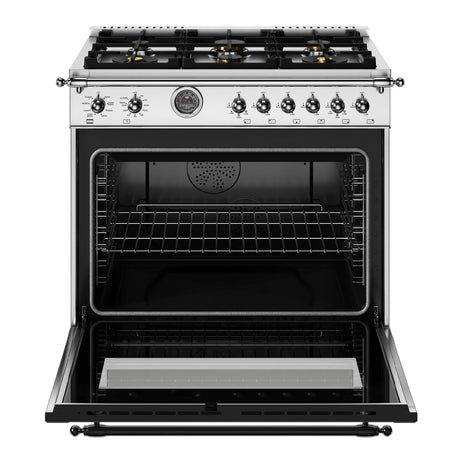 Cuisinière biénergie 36 po, 5,7 pi³ Inox - Série Héritage avec Air Fry et 6 brûleurs