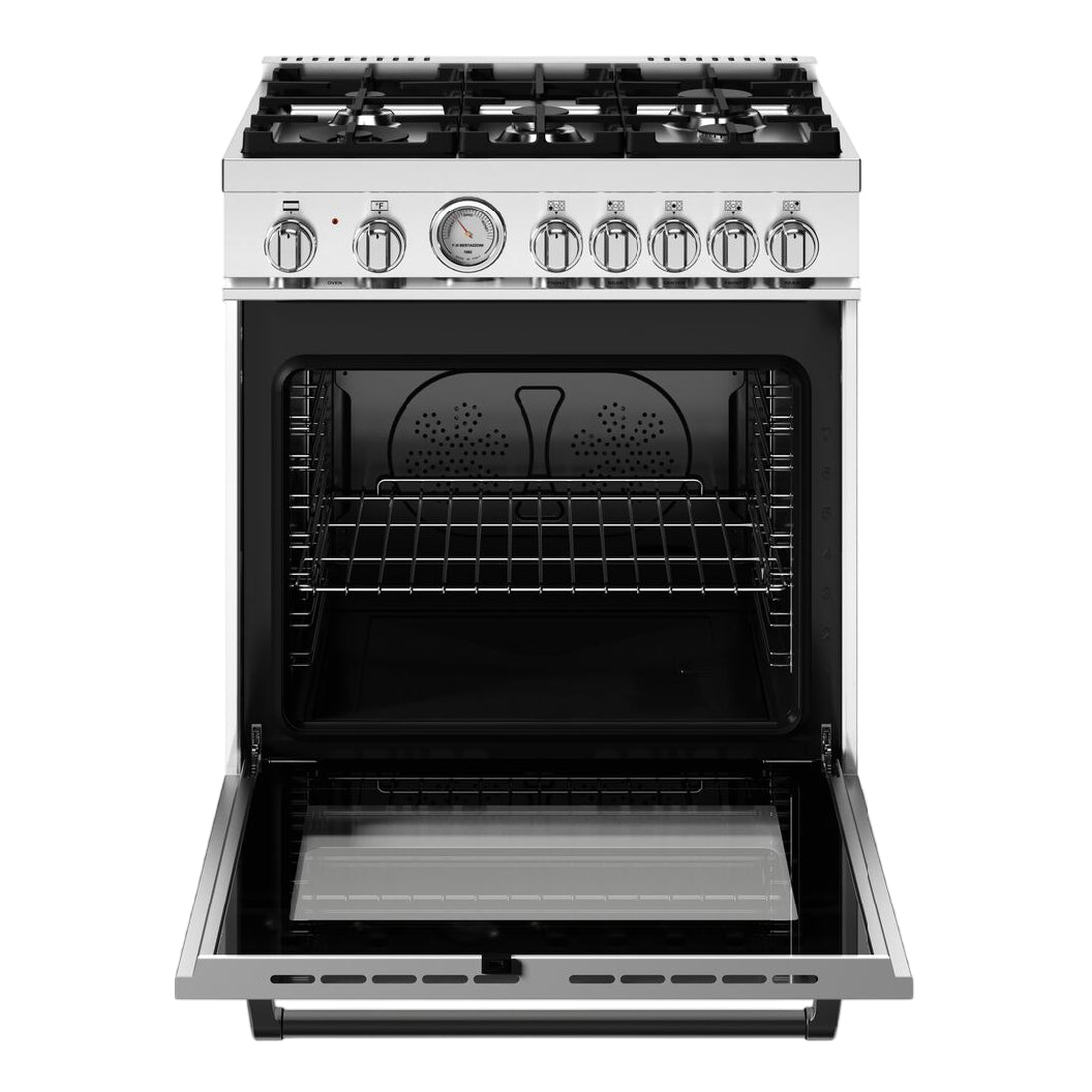 Cuisinière au gaz 30 po, 4,7 pi³ Blanc - Série Master avec 5 brûleurs MonoBloc en fonte