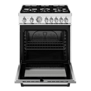 Cuisinière au gaz 30 po, 4,7 pi³ Blanc - Série Master avec 5 brûleurs MonoBloc en fonte