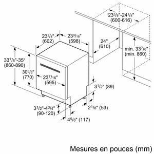 Lave-vaisselle intelligent encastrable 24 po. 46 dBA Inox - Série 300