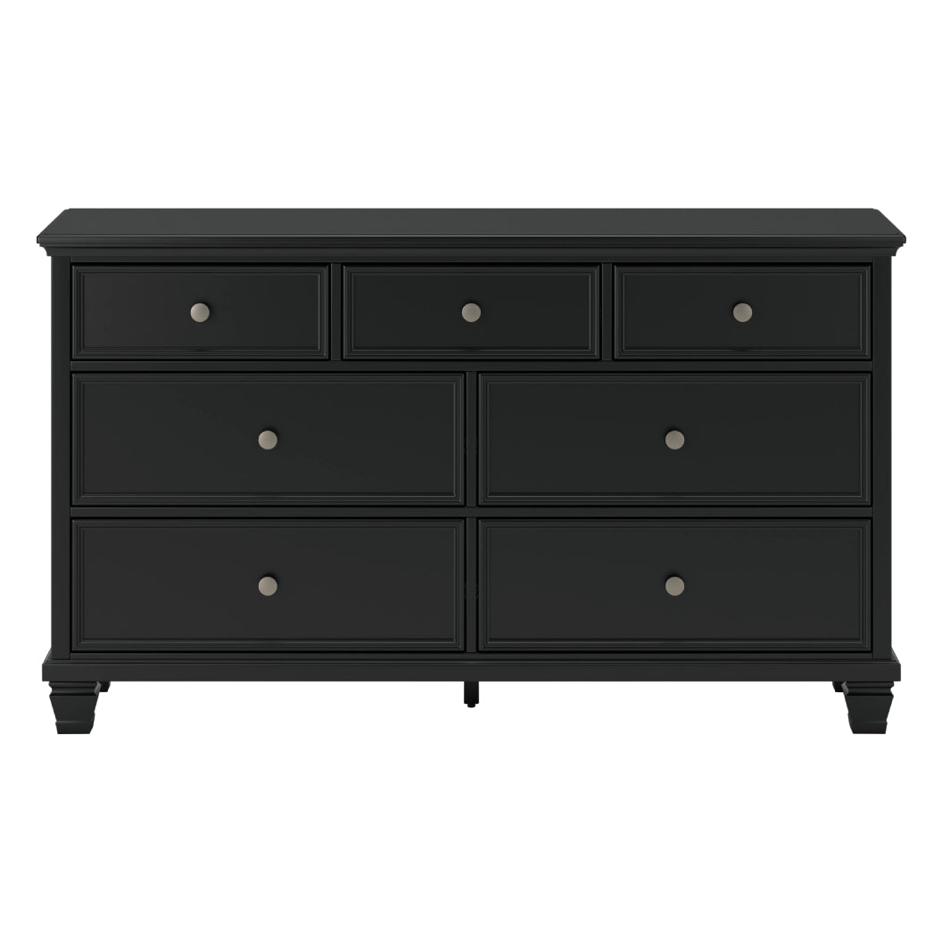 Bureau à 7 tiroirs en bois et placage noir - Lanolee