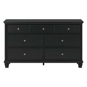 Bureau à 7 tiroirs en bois et placage noir - Lanolee