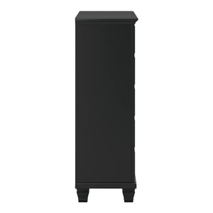 Commode à 5 tiroirs en bois et placage noir