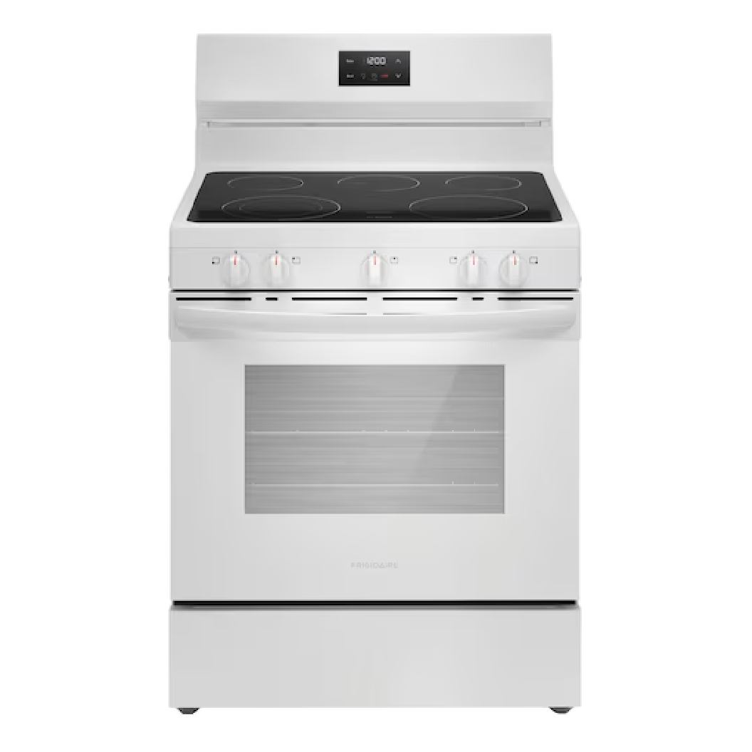 Cuisinière électrique 30 po, 5,3 pi³ Blanc avec 5 éléments