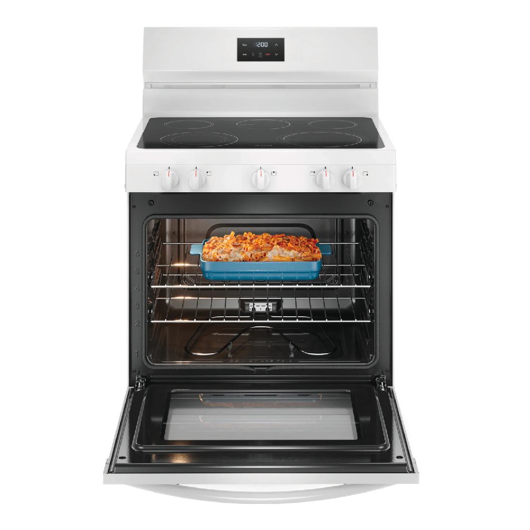 Cuisinière électrique 30 po, 5,3 pi³ Blanc avec 5 éléments