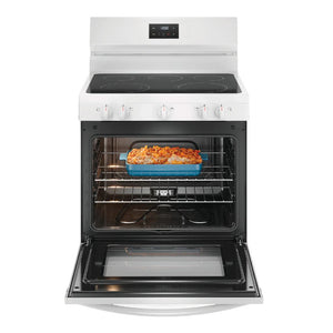 Cuisinière électrique 30 po, 5,3 pi³ Blanc avec 5 éléments