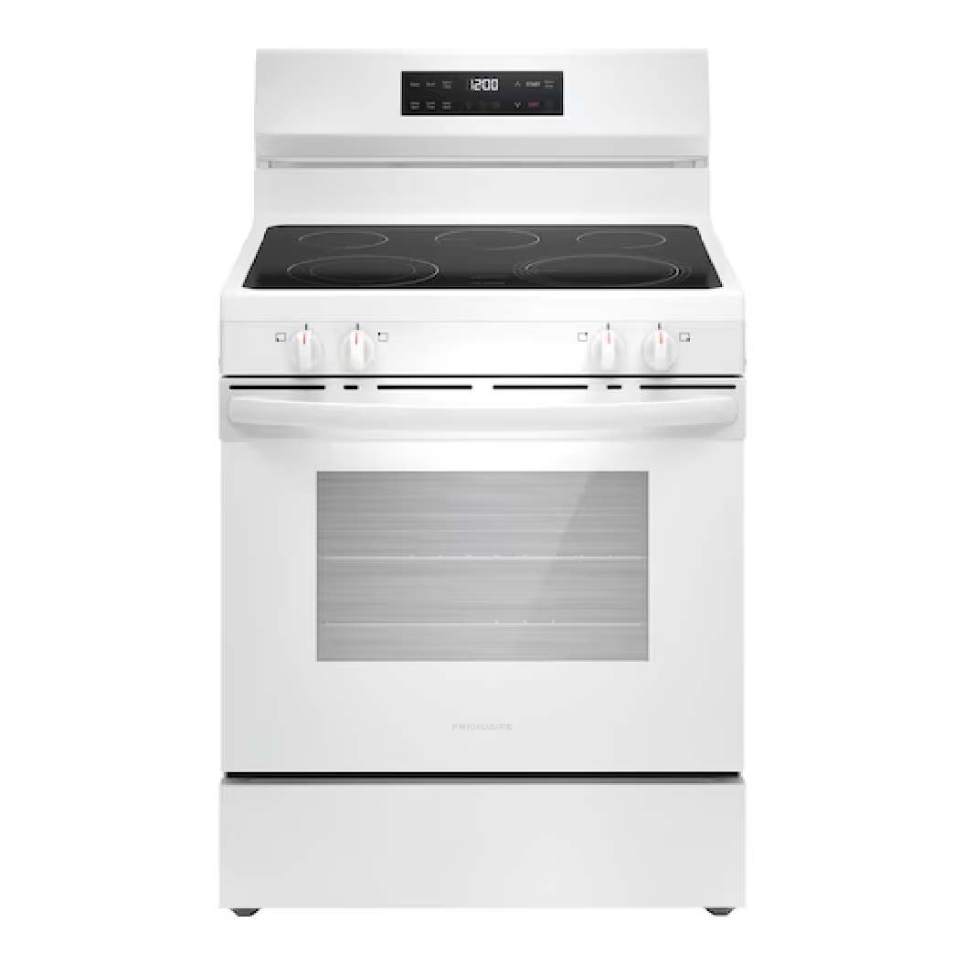 Cuisinière électrique 30 po, 5,3 pi³ Blanc avec 5 éléments