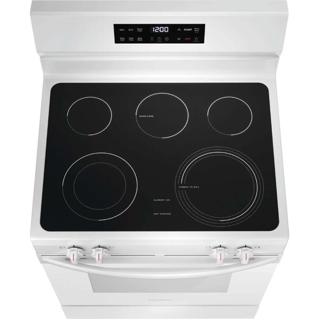 Cuisinière électrique 30 po, 5,3 pi³ Blanc avec 5 éléments