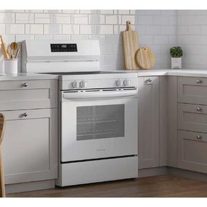 Cuisinière électrique 30 po, 5,3 pi³ Blanc avec 5 éléments
