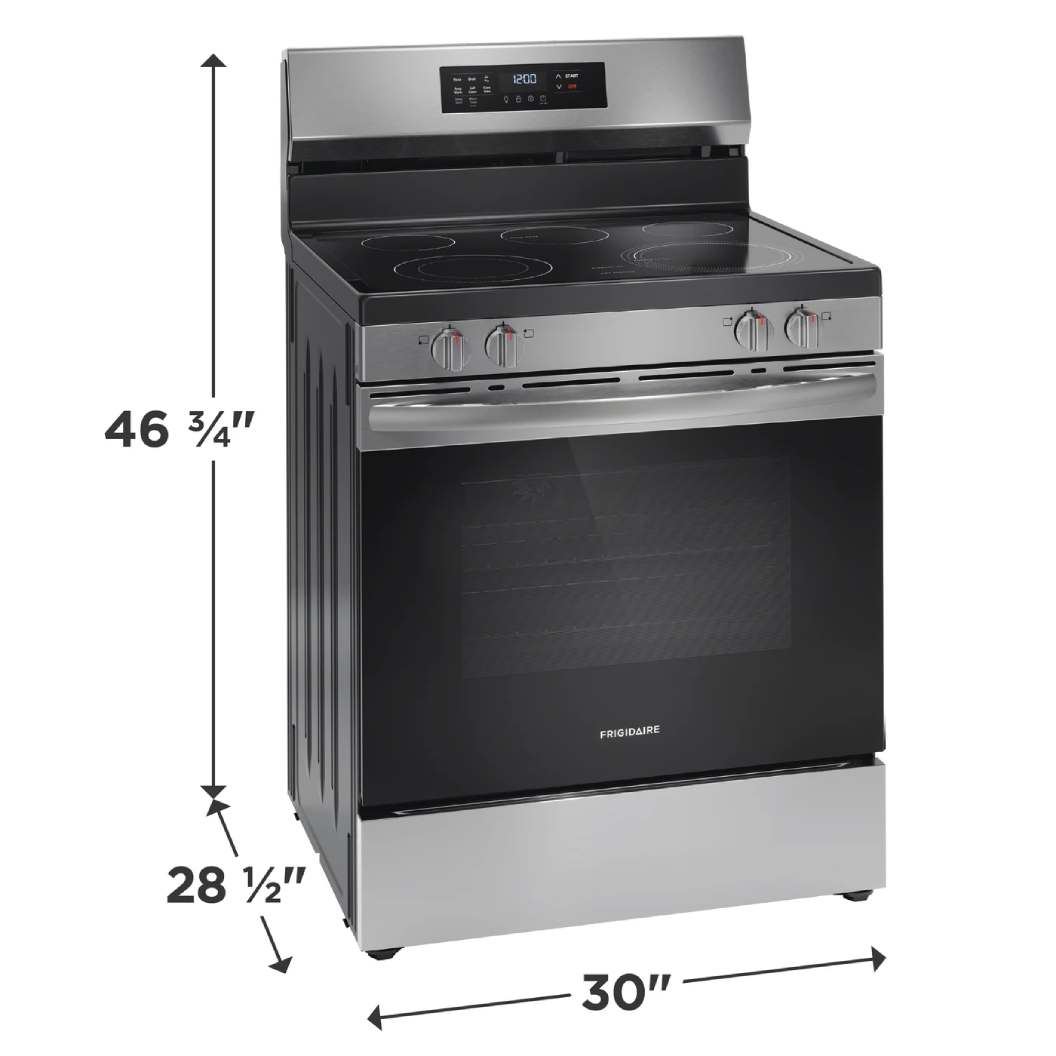 Cuisinière électrique autoportante 30 po, 5,3 pi³ Inox avec Air Fry et 5 éléments