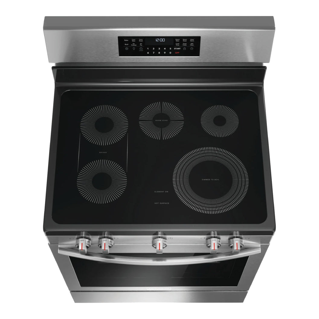 Cuisinière électrique 30 po, 5,3 pi³ Inox avec Convection totale, Air Fry et Air Sous Vide