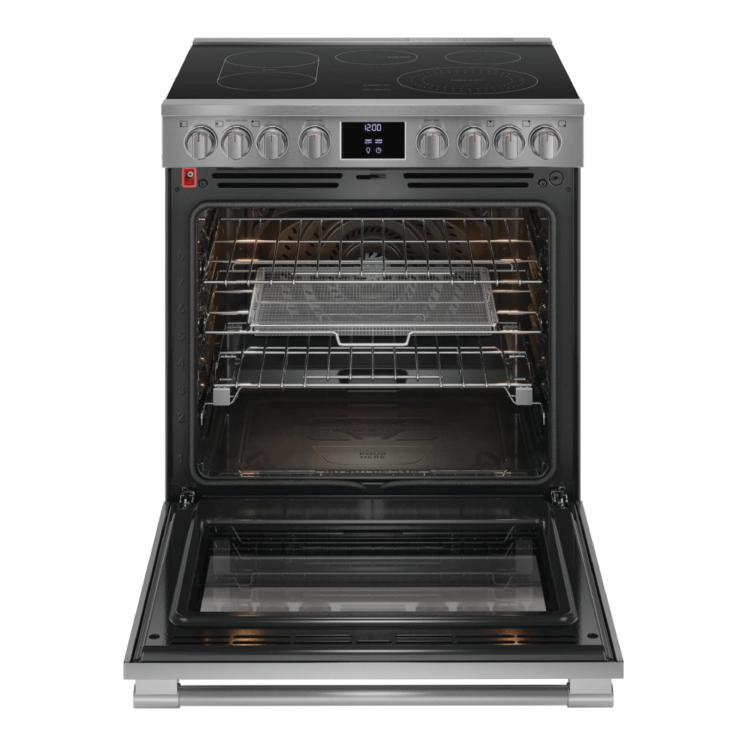 Cuisinière électrique 30 po, 6,2 pi³ Inox avec Convection totale, Air Fry et Autonettoyage