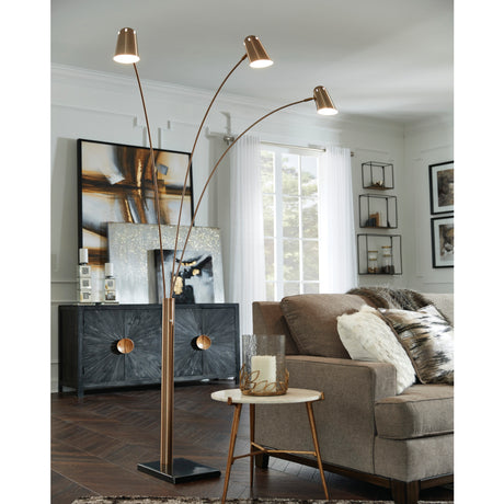 Lampe sur pied arquée en métal doré et marbre noir 95 po. - Colldale