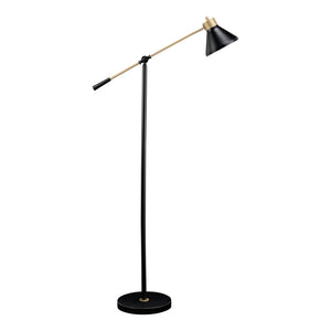Lampe sur pied en métal noir et accents dorés 58 po. - Garville