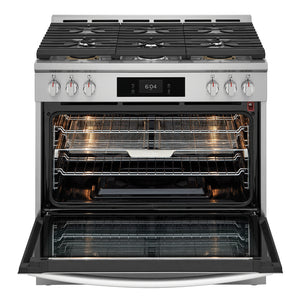 Cuisinière au gaz 36 po, 4,6 pi³ Inox avec Convection totale, Air Fry et Nettoyage à la vapeur