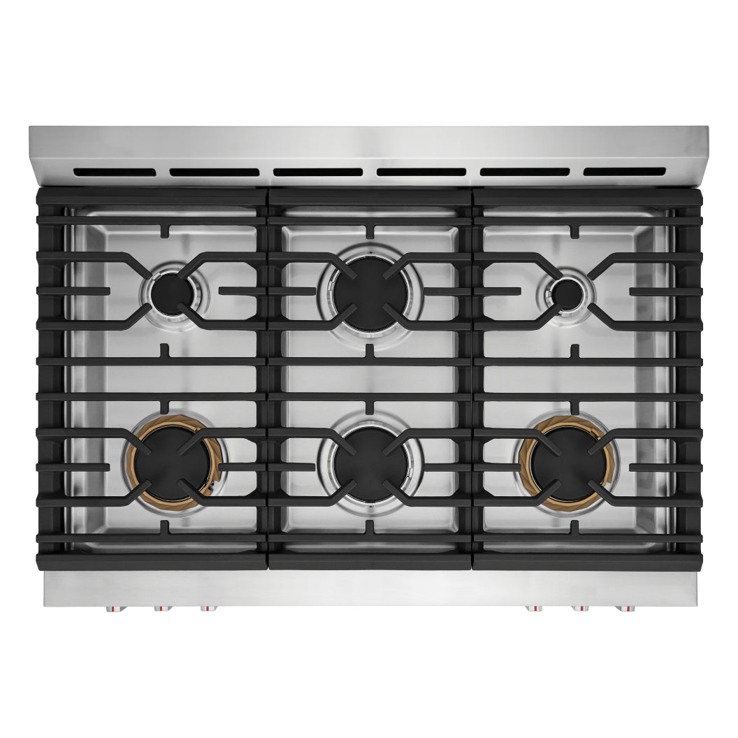 Cuisinière au gaz 36 po, 4,6 pi³ Inox avec Convection totale, Air Fry et Nettoyage à la vapeur