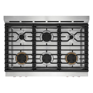 Cuisinière au gaz 36 po, 4,6 pi³ Inox avec Convection totale, Air Fry et Nettoyage à la vapeur