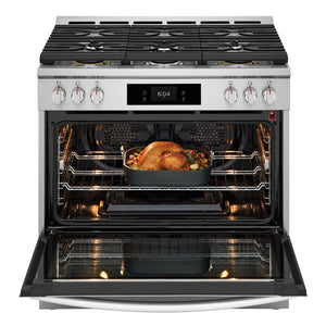 Cuisinière au gaz 36 po, 4,6 pi³ Inox avec Convection totale, Air Fry et Nettoyage à la vapeur