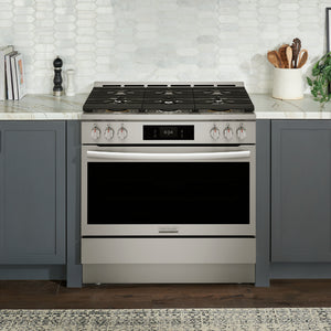 Cuisinière au gaz 36 po, 4,6 pi³ Inox avec Convection totale, Air Fry et Nettoyage à la vapeur