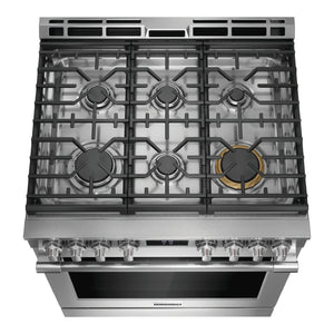 Cuisinière au gaz 30 po, 6,0 pi³ Inox avec Convection, Air Fry et Autonettoyage
