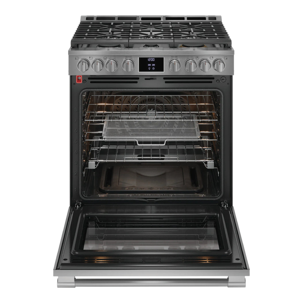 Cuisinière au gaz 30 po, 6,0 pi³ Inox avec Convection, Air Fry et Autonettoyage