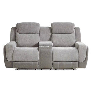 Causeuse en tissu gris deux tons zéro gravité motorisée avec console - K2179