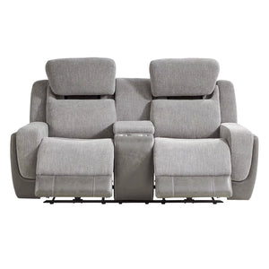 Causeuse en tissu gris deux tons zéro gravité motorisée avec console - K2179